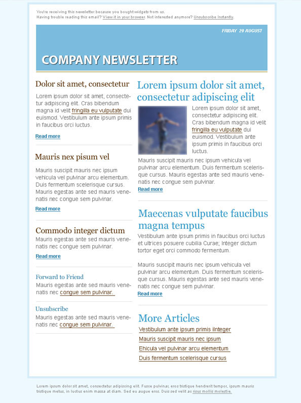 Blue Email Marketing Newsletter