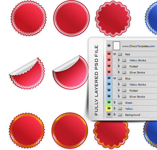 Fully Layered Free PSD Sticker Templates