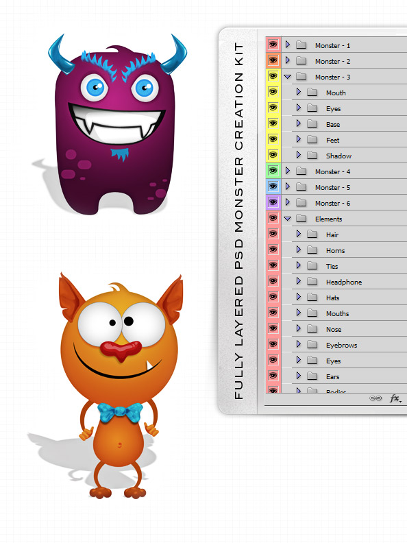 Fully Layered PSD Monster Creation Kit