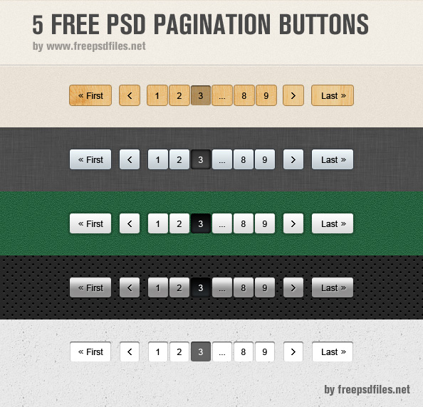 5 Pagination PSD Buttons Preview Big
