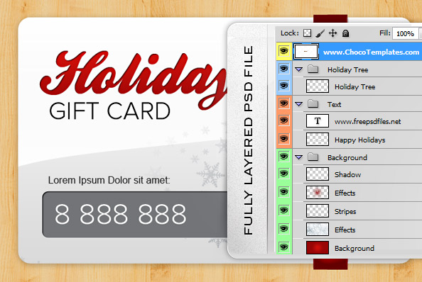 Fully Layered Holiday Gift Card PSD