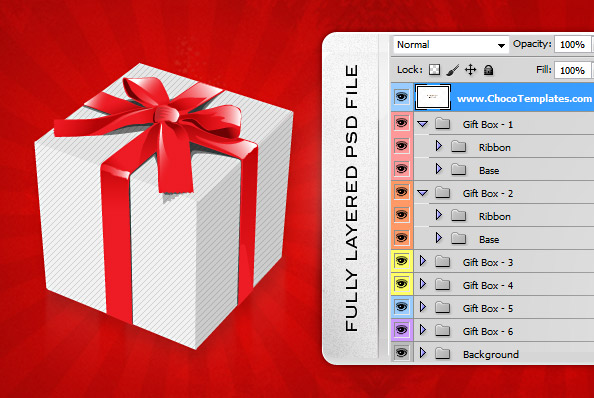 Fully Layered Holiday PSD Gift Boxes