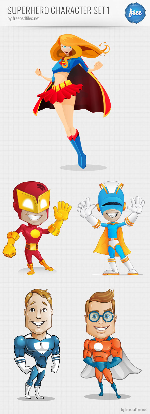 Superhero Vector Character Set - Free PSD Files