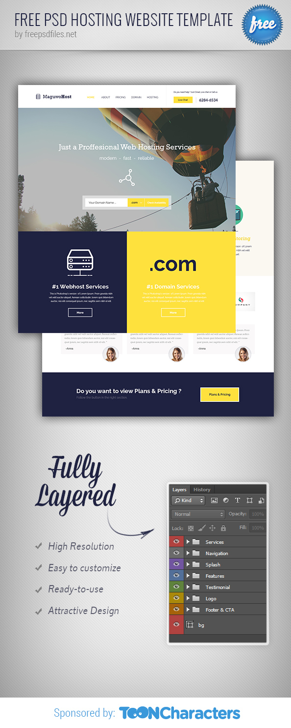 Free PSD Hosting Website Template