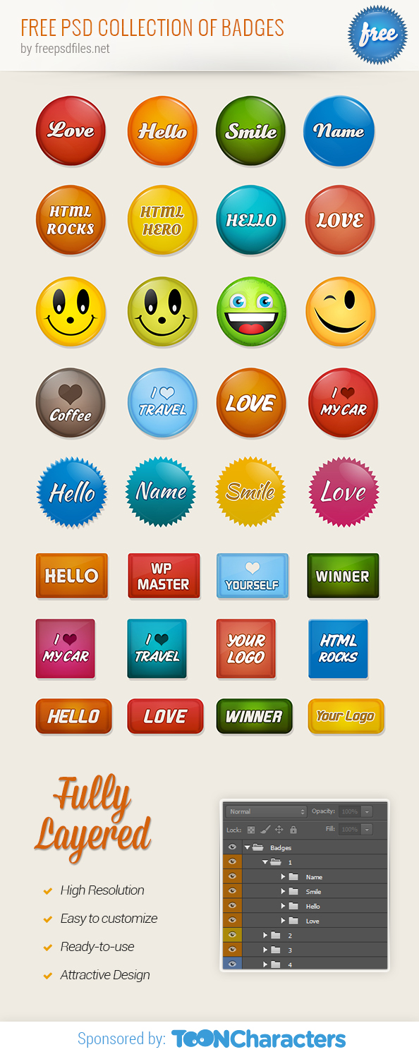 FREE PSD Collection Of Badges