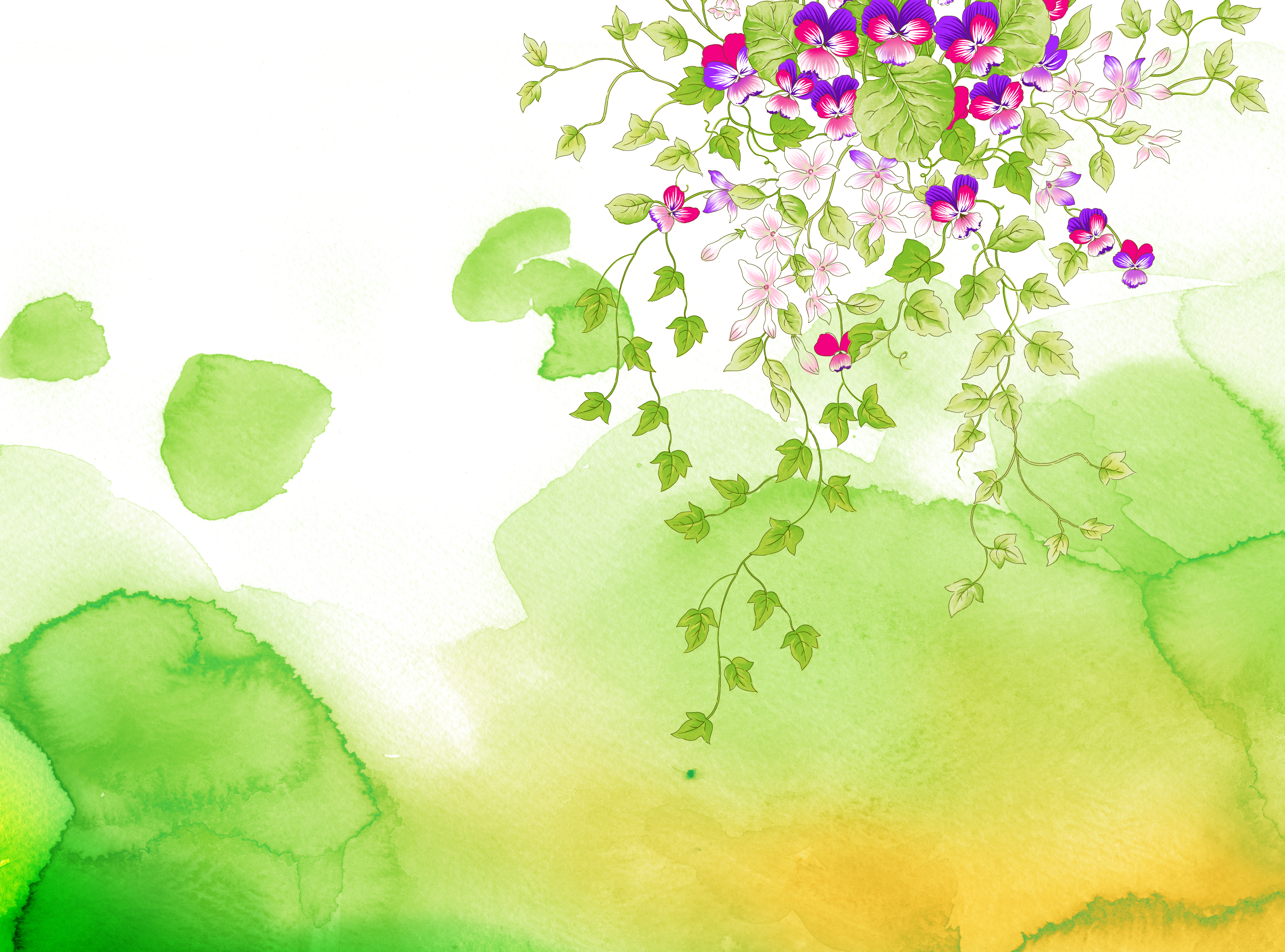 fully layered watercolor nature background PSD 3189x2362