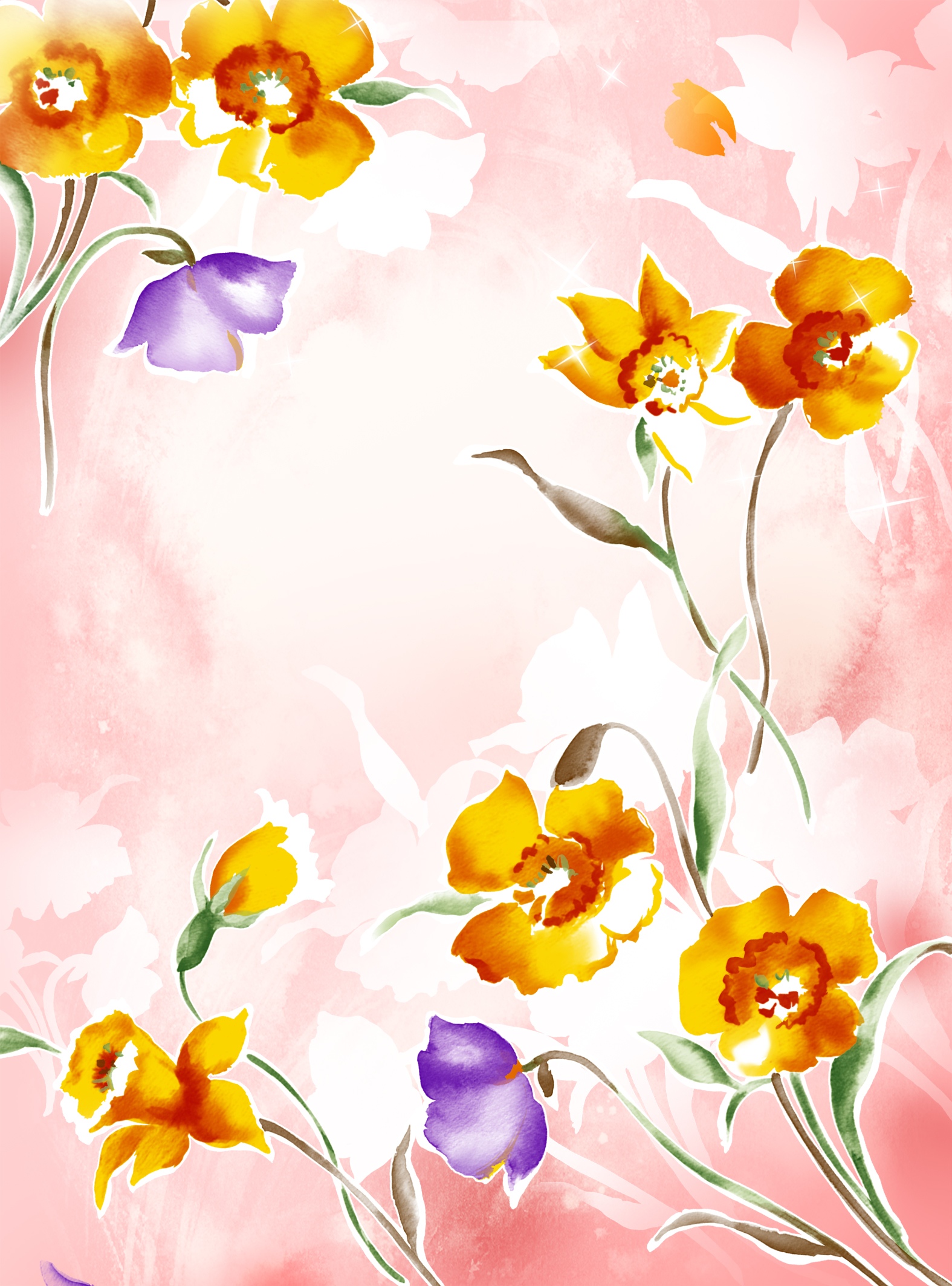 floral watercolor background psd