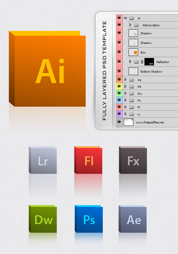 Fully Layered Adobe Icon Set