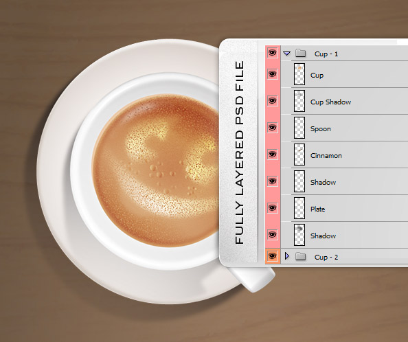 Fully Layered Coffee  Cups PSD Graphic