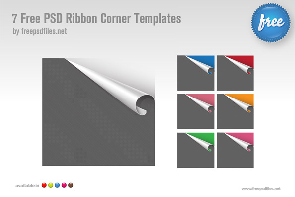 7 Free PSD Ribbon Corner Templates Preview Big