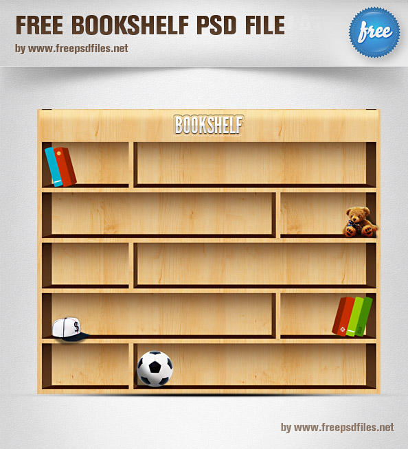 Bookshelf PSD Illustration Preview