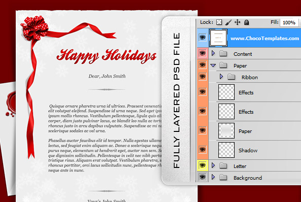 Fully Layered Holiday Card PSD Template