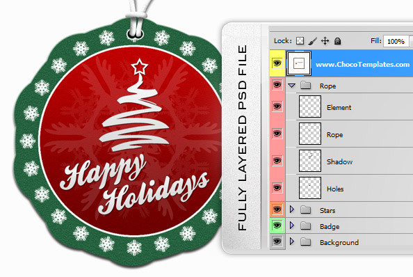 Fully Layered Label PSD Template for Holiday Greetings