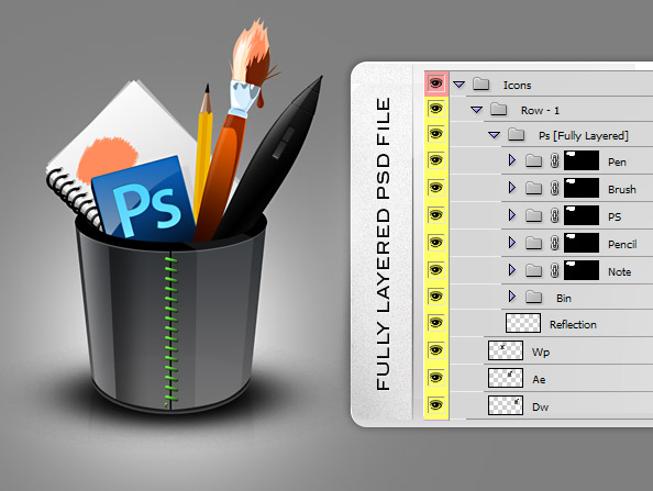 Fully Layered PSD Free Icons for Designers
