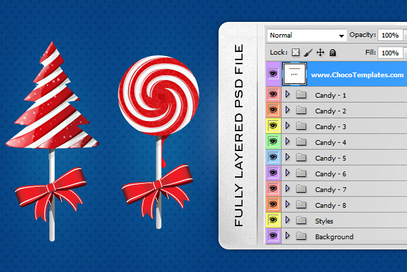 Fully Layered Christmas Candy PSD Graphics