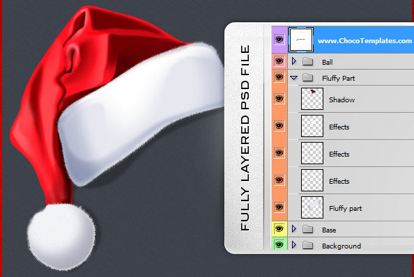 Fully Layered Christmas Hat PSD File