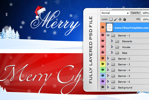 Fully Layered Holiday Banners PSD Set