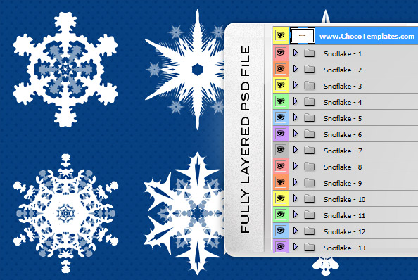 Fully Layered Snowflakes PSD Set