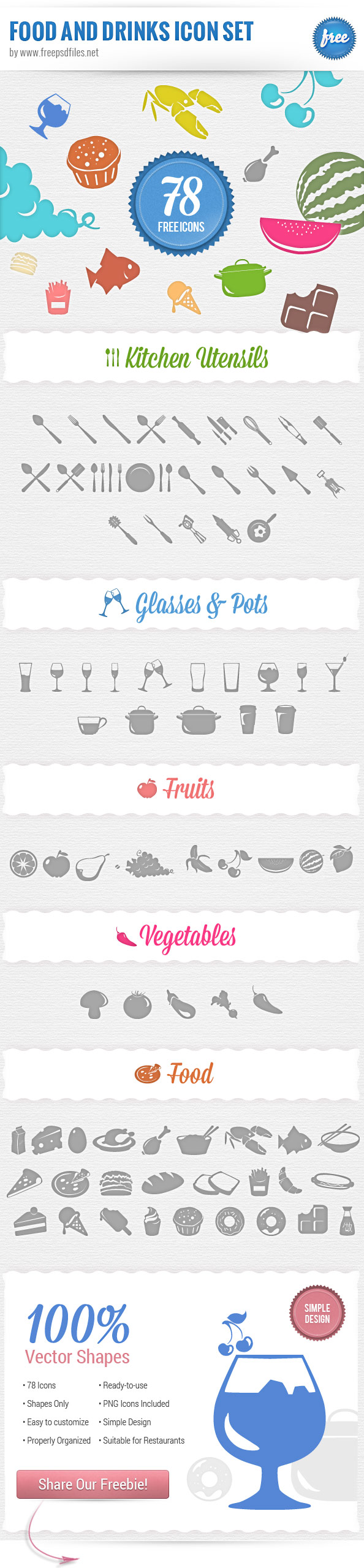 Food Icons PSD Set Preview