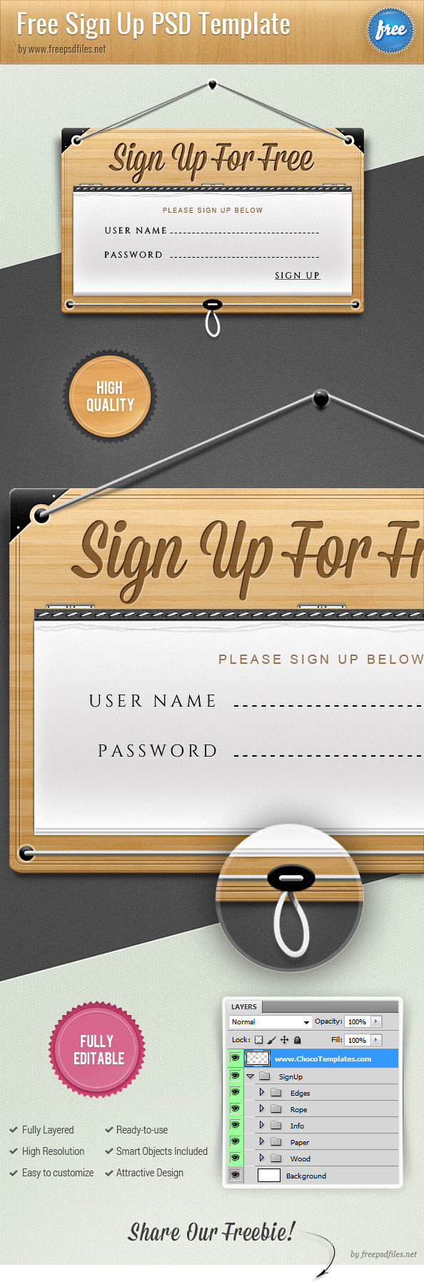 Sign Up Form PSD Template Preview