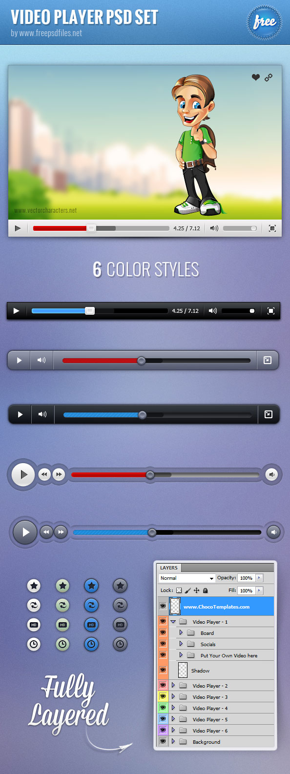 Video Player PSD Set Preview