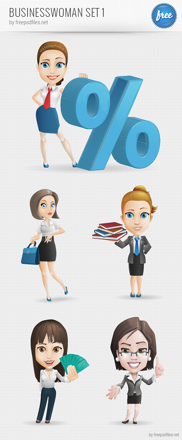 Businesswoman Vector Character Set