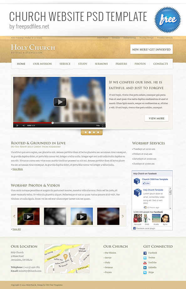 Download Church Website PSD Template - Free PSD Files