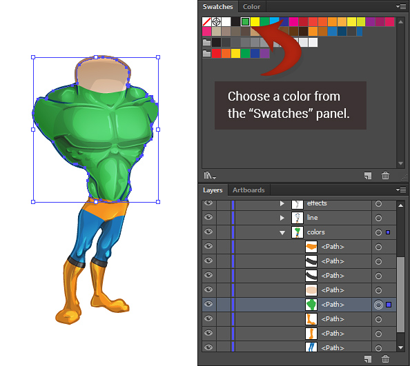 Choose a color from the Swatches panel