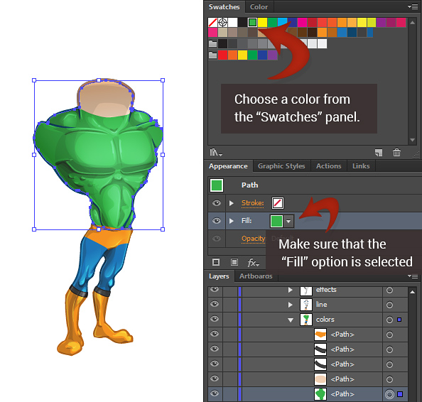 Choose a color from the Swatches panel