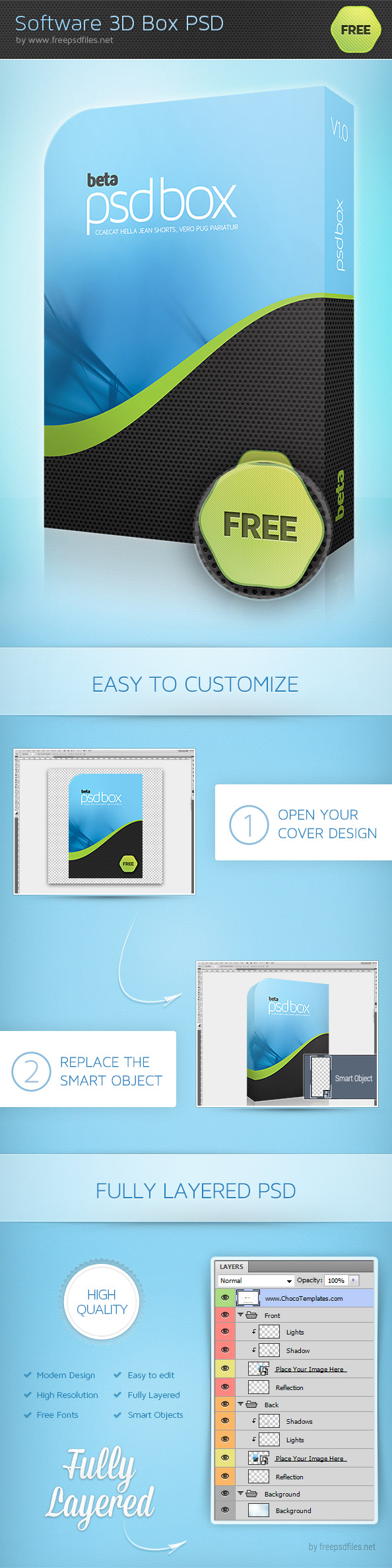 Software 3D Box PSD Template Preview