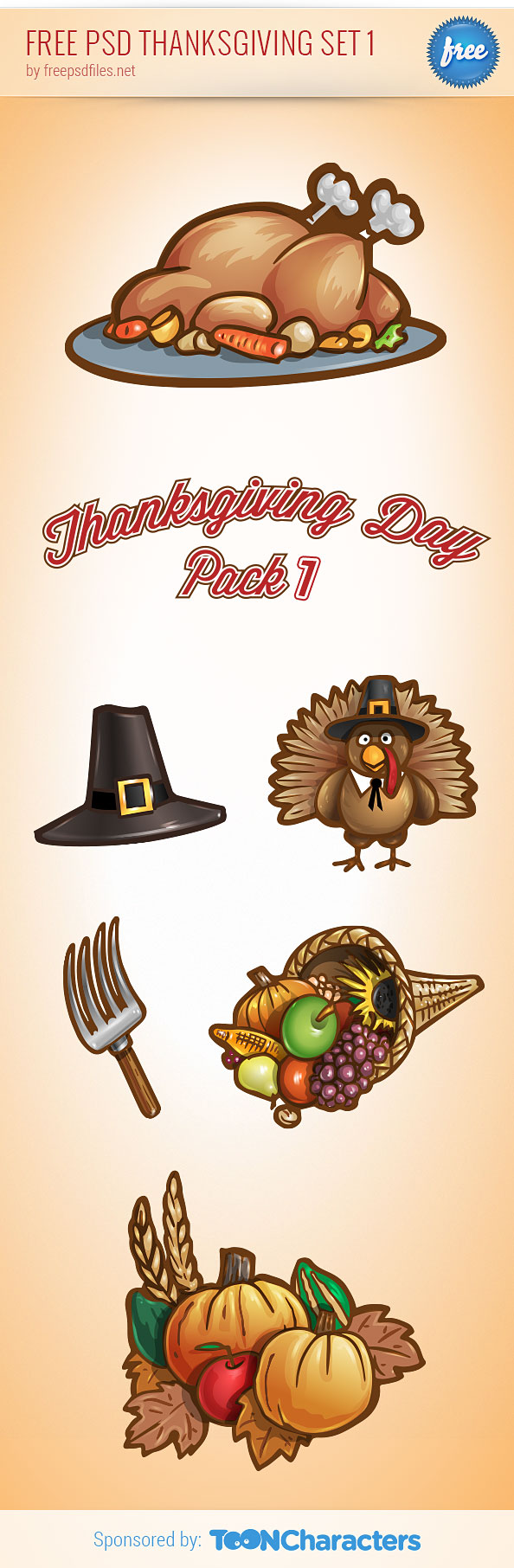 Free PSD Thanksgiving Set Preview