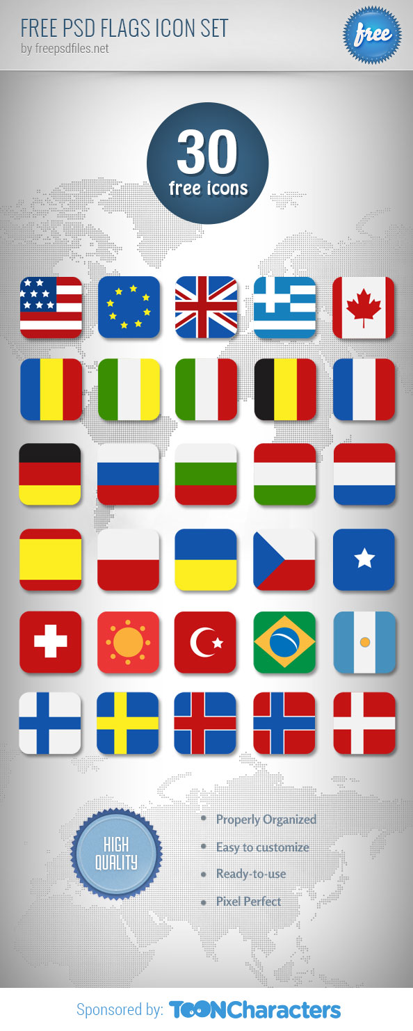 Free PSD Flags Icon Set