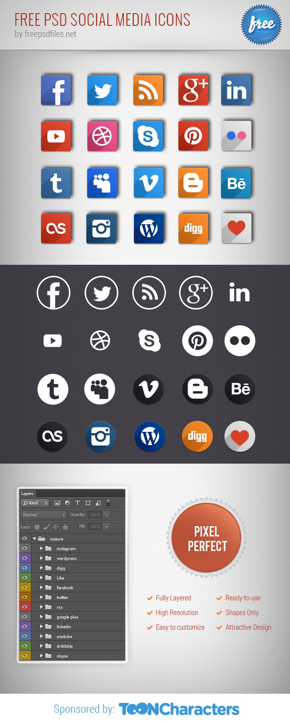 Free PSD Social Media Icons