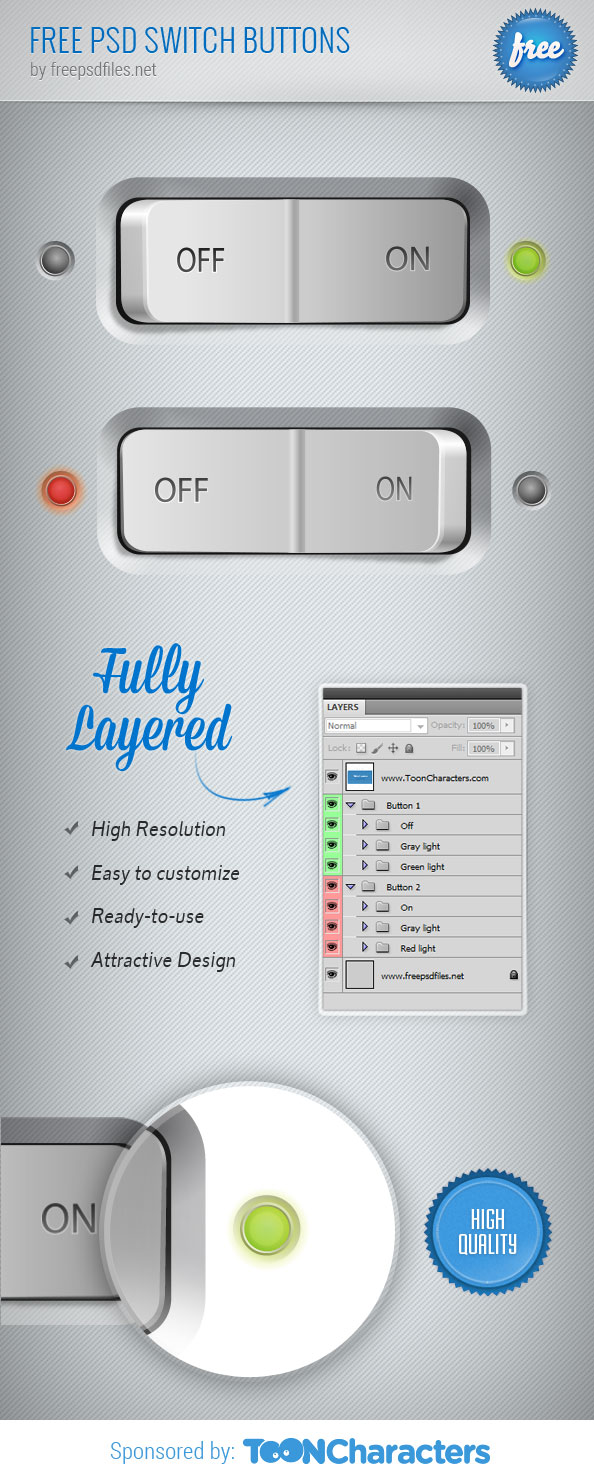 Free PSD Switch Buttons Template