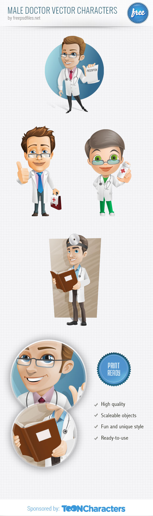 Male Doctor Vector Characters Set