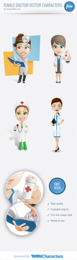 Female Doctor Vector Character Set - Free PSD Files