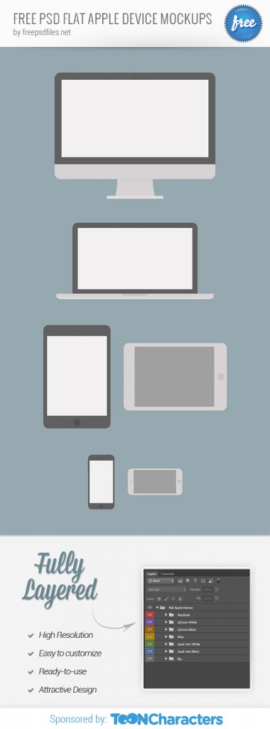 Free PSD Flat Apple Device Mockups - Free PSD Files