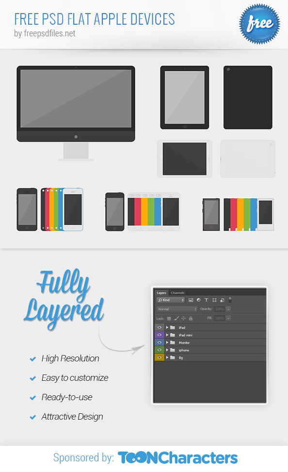 FREE PSD Flat Apple Devices