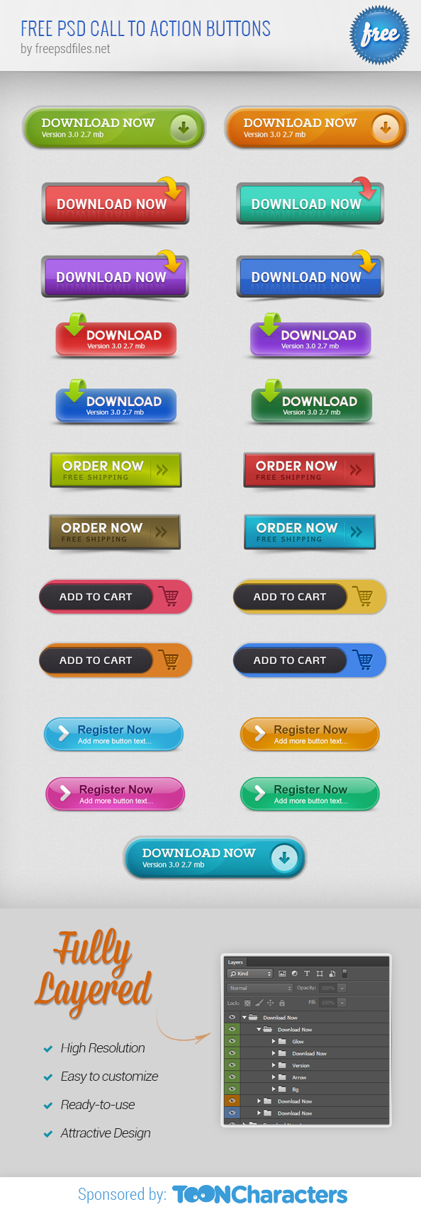 FREE PSD Call to Action Buttons