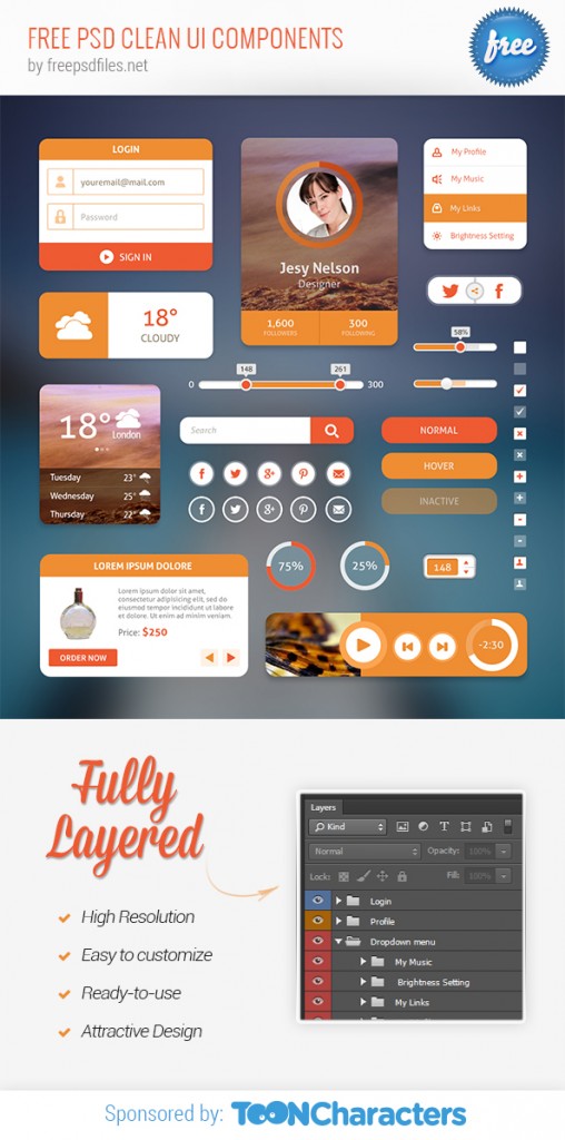 Free PSD Clean UI Components - Free PSD Files