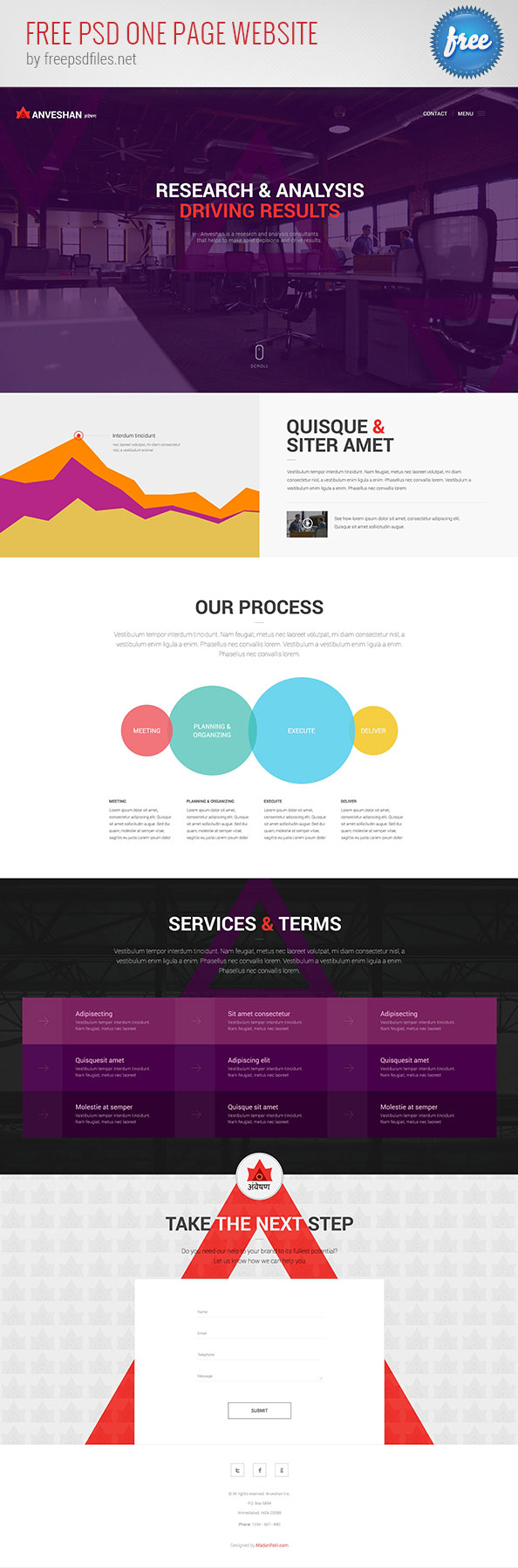 Free PSD One Page Website