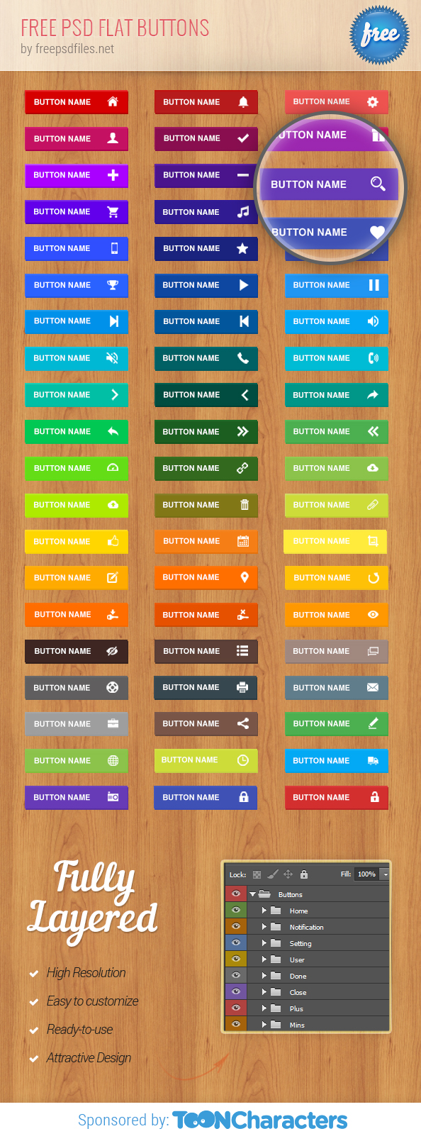 Free Flat Buttons Pack