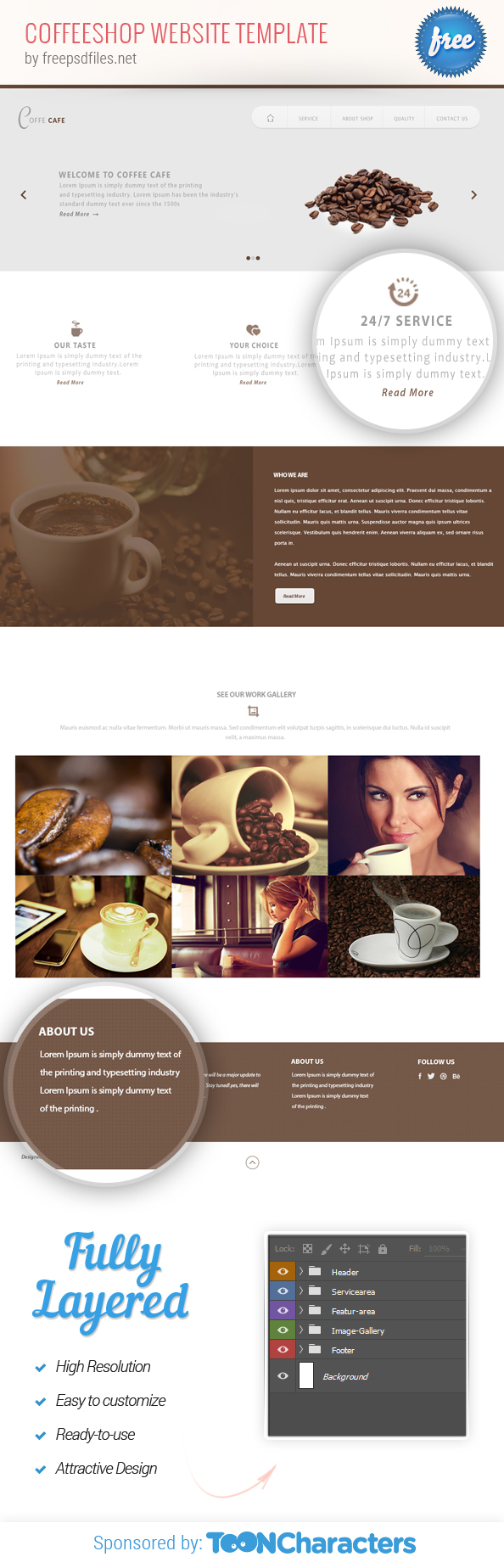 Free PSD Coffeeshop Website Template
