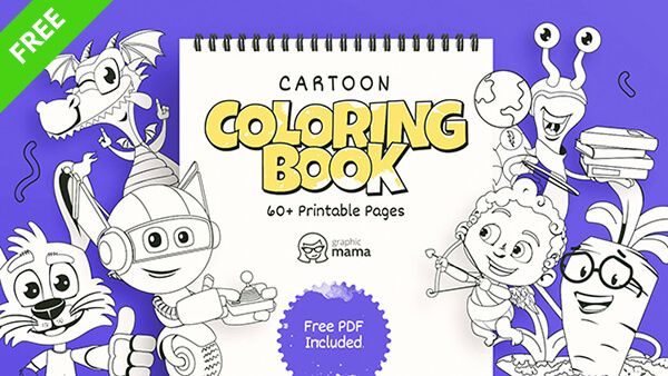 Cartoon Coloring Book: 60 Free Printable Pages
