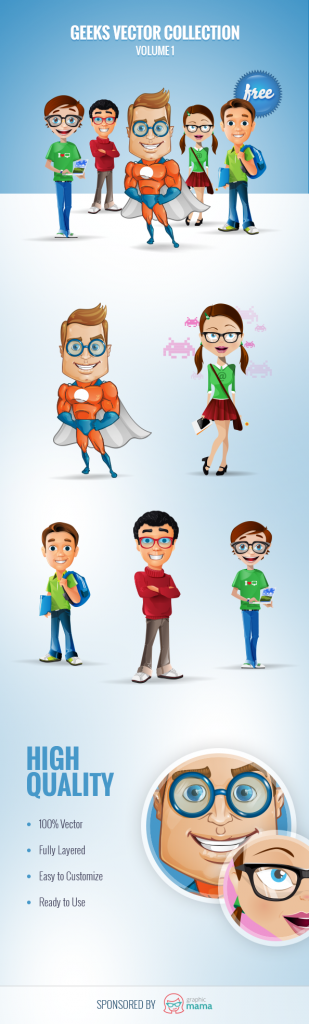 Free Vector Geek Characters Collection: Vol. 1 - Free PSD Files