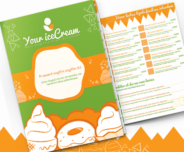 ice cream menu template