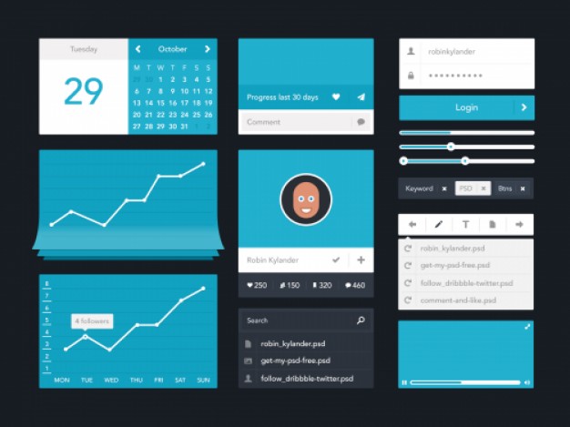 blue-ui-kit-flat-design