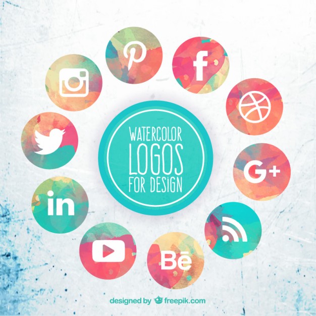 collection-of-watercolor-social-media-icons