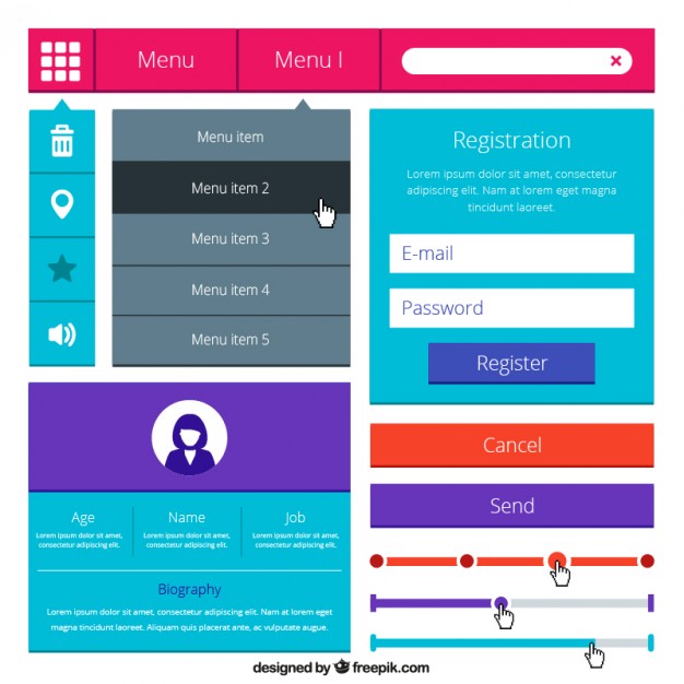 colorful-buttons-and-web-elements-set