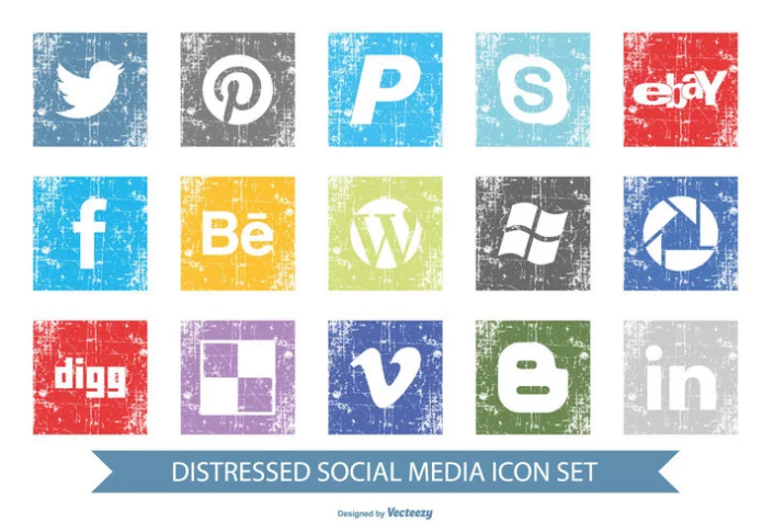 distressed social media icons
